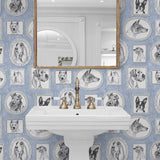 160260WR dog peel and stick wallpaper bathroom from Surface Style