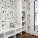 160261WR dog peel and stick wallpaper mudroom from Surface Style
