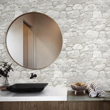 160281WR stone peel and stick wallpaper bathroom from Surface Style