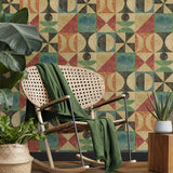 160290WR geometric peel and stick wallpaper living room from Surface Style