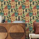 160290WR geometric peel and stick wallpaper entryway from Surface Style