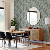 160291WR geometric peel and stick wallpaper dining room from Surface Style
