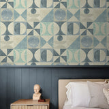 160291WR geometric peel and stick wallpaper bedroom from Surface Style