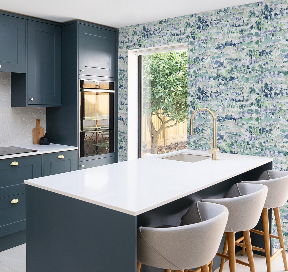 160320WR abstract peel and stick wallpaper kitchen from Surface Style