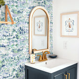 160320WR abstract peel and stick wallpaper bathroom from Surface Style