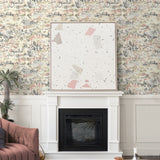 160321WR abstract peel and stick wallpaper living room from Surface Style