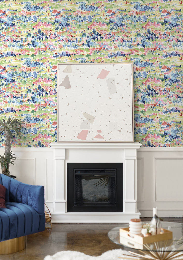 160322WR abstract peel and stick wallpaper living room from Surface Style