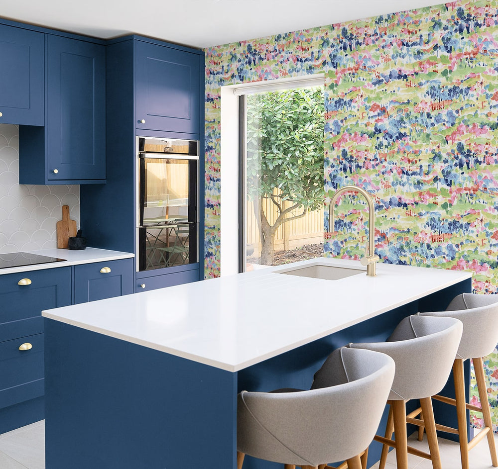 160322WR abstract peel and stick wallpaper kitchen from Surface Style