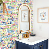 160322WR abstract peel and stick wallpaper bathroom from Surface Style
