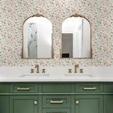 160330WR floral peel and stick wallpaper bathroom from Surface Style
