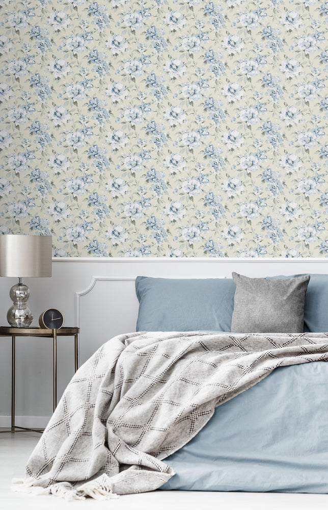 160331WR floral peel and stick wallpaper bedroom from Surface Style