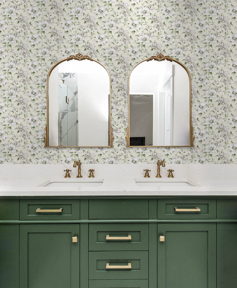 160332WR floral peel and stick wallpaper bathroom from Surface Style