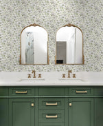 160332WR floral peel and stick wallpaper bathroom from Surface Style