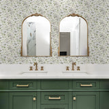 160332WR floral peel and stick wallpaper bathroom from Surface Style