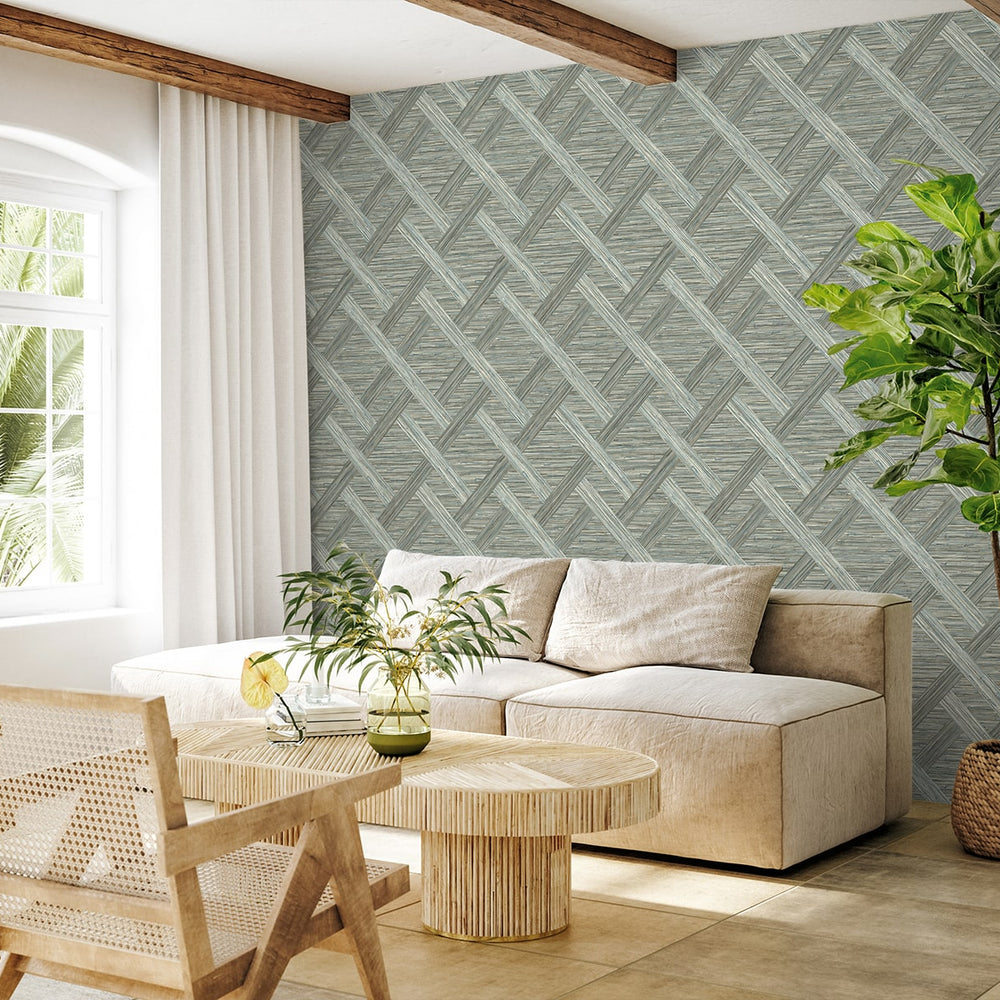 
                  
                    160340WR geometric faux grasscloth peel and stick wallpaper living room from Surface Style
                  
                