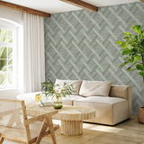 160340WR geometric faux grasscloth peel and stick wallpaper living room from Surface Style