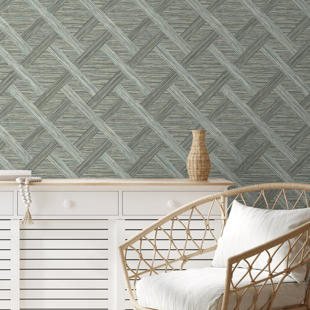 
                  
                    160340WR geometric faux grasscloth peel and stick wallpaper accent from Surface Style
                  
                