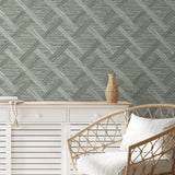 160340WR geometric faux grasscloth peel and stick wallpaper accent from Surface Style