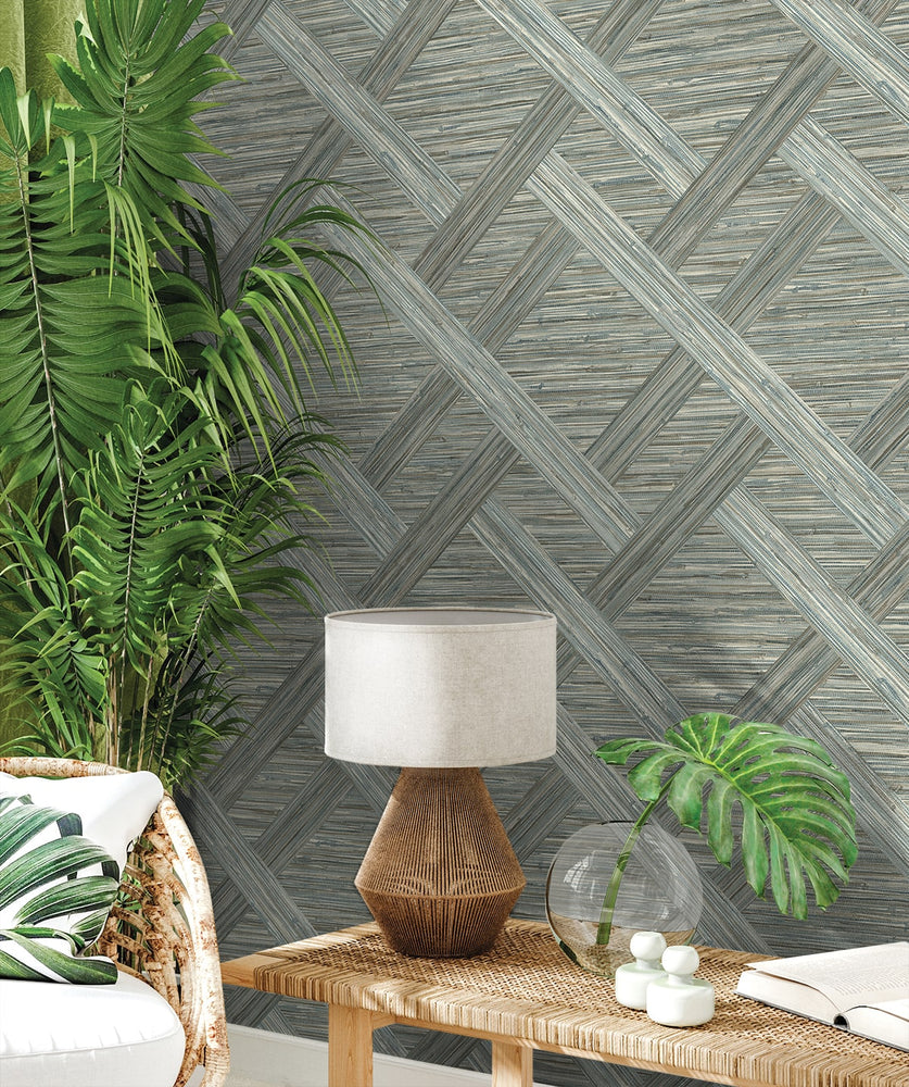 160340WR geometric faux grasscloth peel and stick wallpaper decor from Surface Style