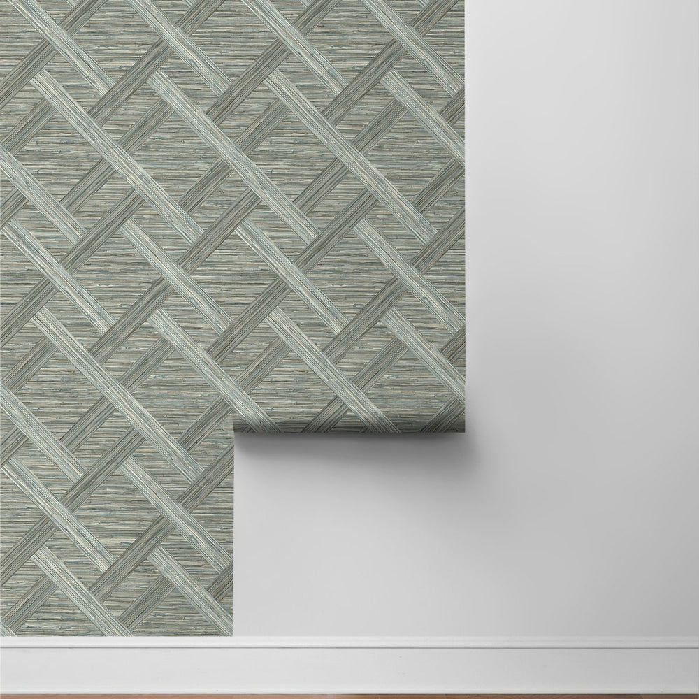 
                  
                    160340WR geometric faux grasscloth peel and stick wallpaper roll from Surface Style
                  
                