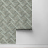 160340WR geometric faux grasscloth peel and stick wallpaper roll from Surface Style