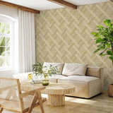 160341WR geometric faux grasscloth peel and stick wallpaper living room from Surface Style