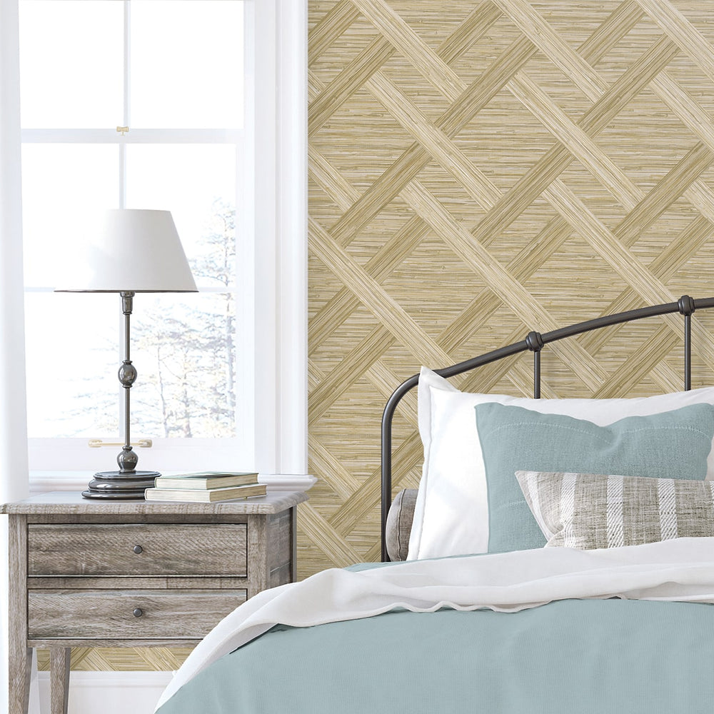
                  
                    160341WR geometric faux grasscloth peel and stick wallpaper bedroom from Surface Style
                  
                