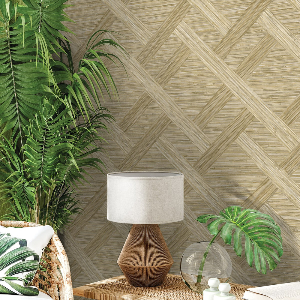 
                  
                    160341WR geometric faux grasscloth peel and stick wallpaper accent from Surface Style
                  
                