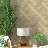 160341WR geometric faux grasscloth peel and stick wallpaper accent from Surface Style