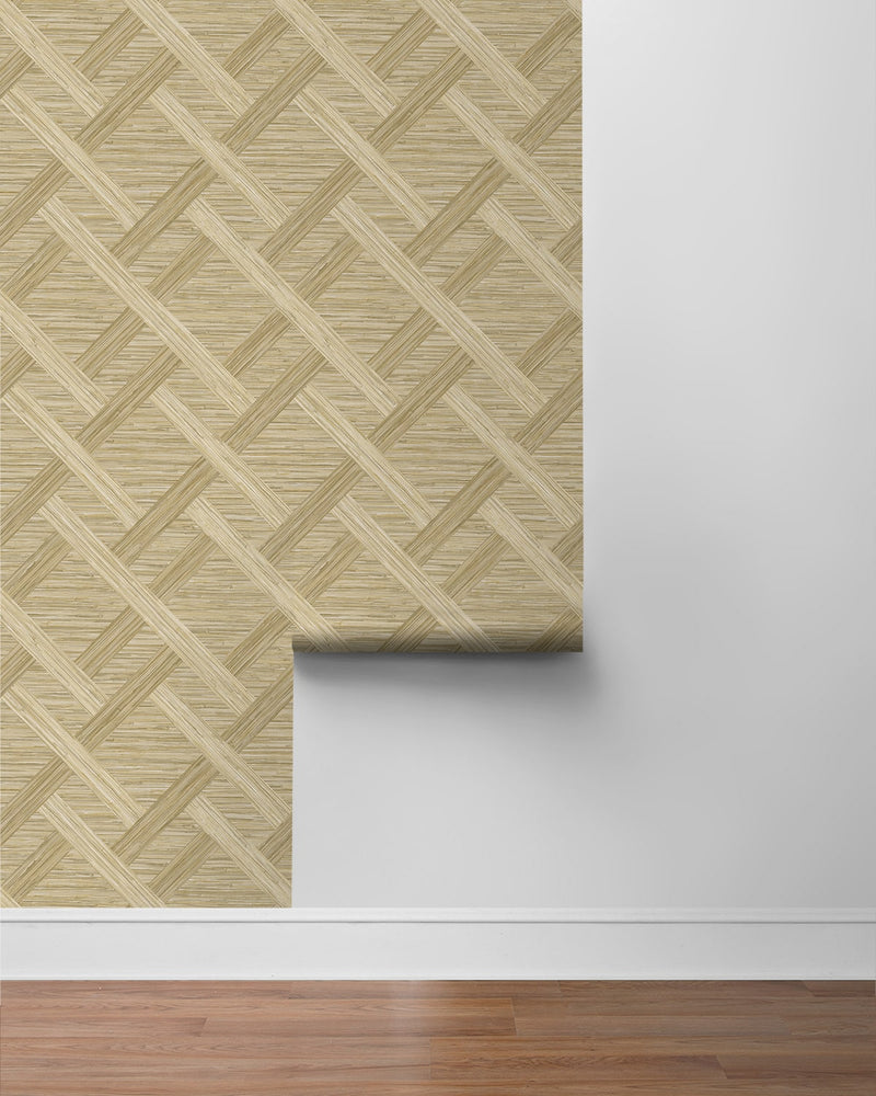 160341WR geometric faux grasscloth peel and stick wallpaper roll from Surface Style