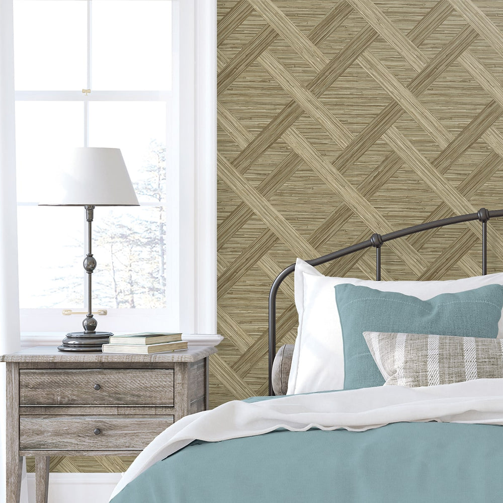 
                  
                    160342WR geometric faux grasscloth peel and stick wallpaper bedroom from Surface Style
                  
                