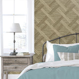 160342WR geometric faux grasscloth peel and stick wallpaper bedroom from Surface Style
