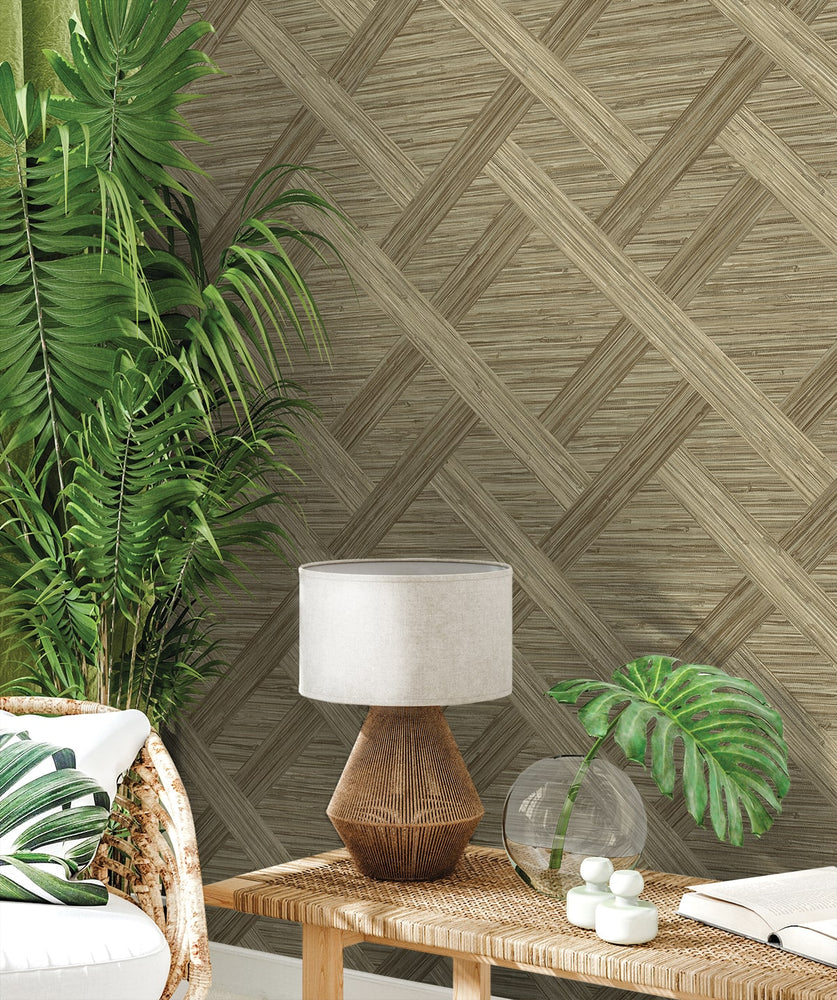 160342WR geometric faux grasscloth peel and stick wallpaper decor from Surface Style