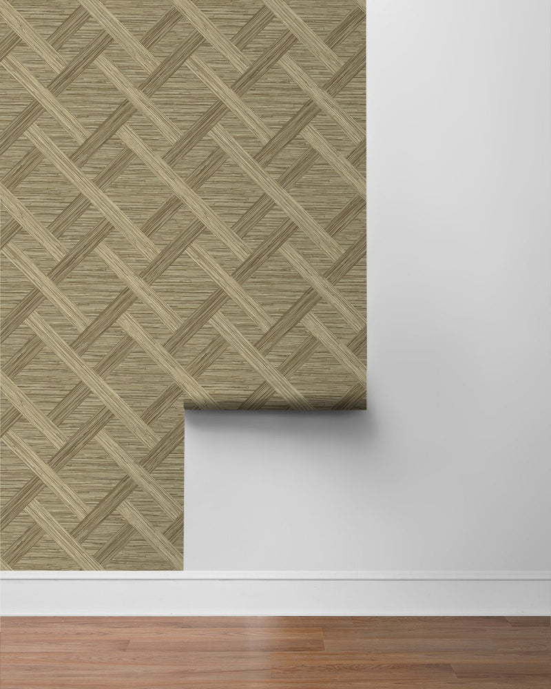 160342WR geometric faux grasscloth peel and stick wallpaper roll from Surface Style