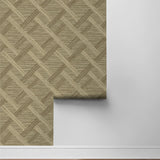 160342WR geometric faux grasscloth peel and stick wallpaper roll from Surface Style