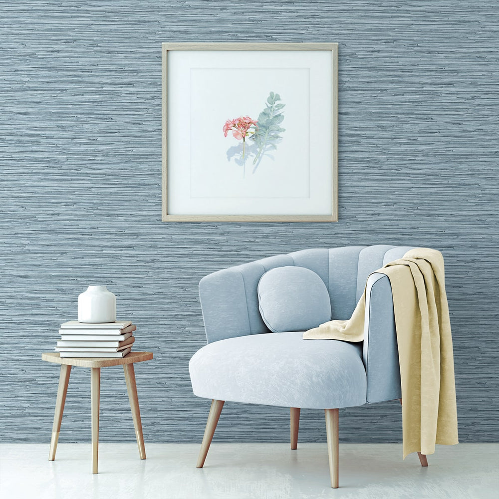 160350WR faux grasscloth peel and stick wallpaper living room from Surface Style