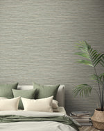 160351WR faux grasscloth peel and stick wallpaper bedroom from Surface Style
