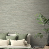 160351WR faux grasscloth peel and stick wallpaper bedroom from Surface Style