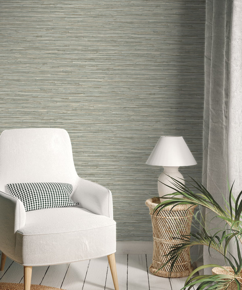 160351WR faux grasscloth peel and stick wallpaper entryway from Surface Style