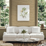 160352WR faux grasscloth peel and stick wallpaper living room from Surface Style