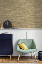 160352WR faux grasscloth peel and stick wallpaper entryway from Surface Style