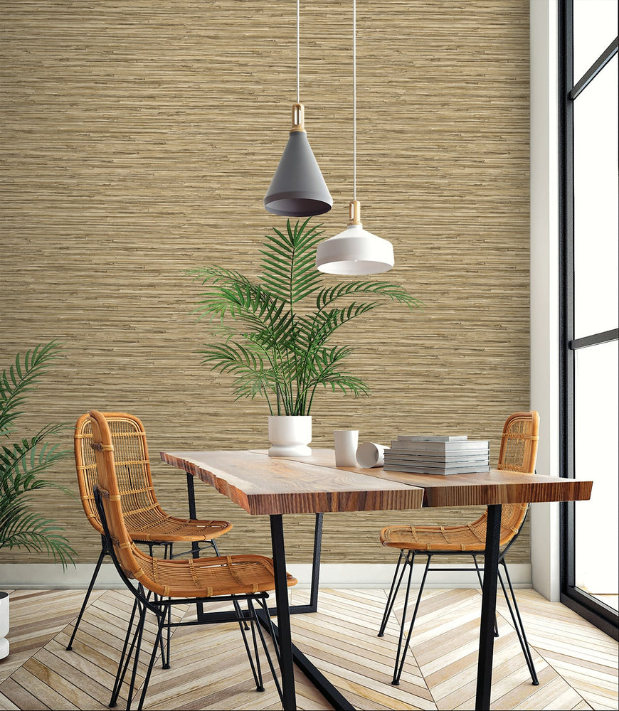 160352WR faux grasscloth peel and stick wallpaper dining room from Surface Style