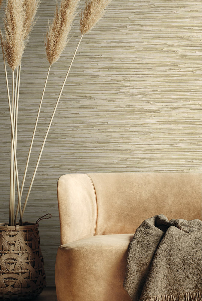 160354WR faux grasscloth peel and stick wallpaper living room from Surface Style