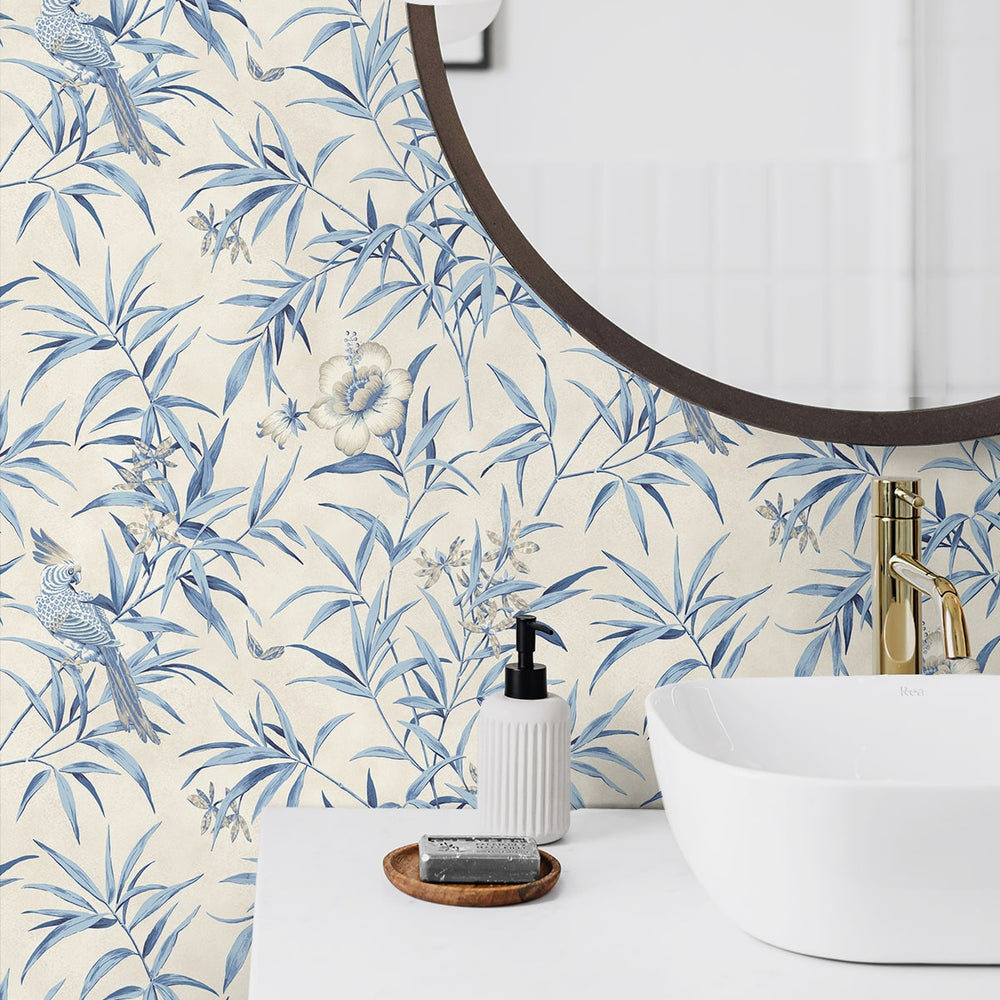 
                  
                    160361WR chinoiserie peel and stick wallpaper bathroom from Surface Style
                  
                
