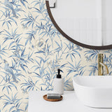 160361WR chinoiserie peel and stick wallpaper bathroom from Surface Style