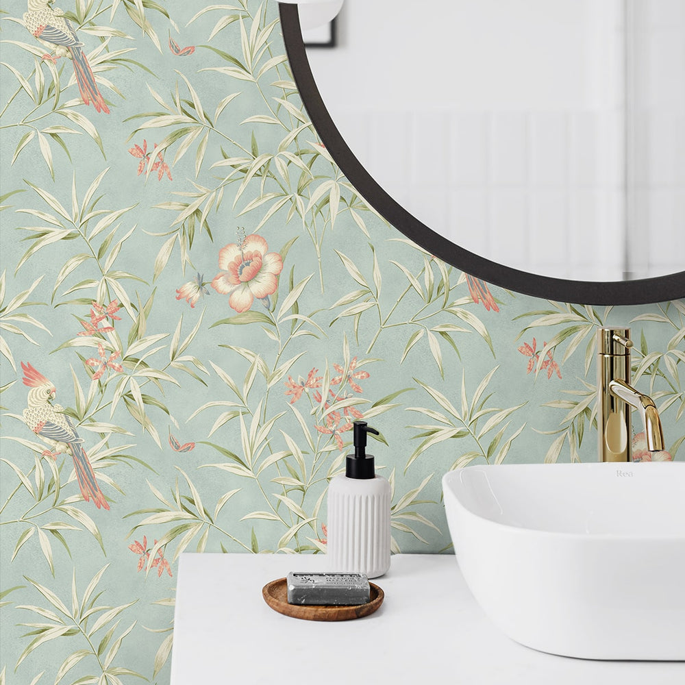 
                  
                    160362WR chinoiserie peel and stick wallpaper bathroom from Surface Style
                  
                