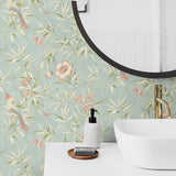 160362WR chinoiserie peel and stick wallpaper bathroom from Surface Style