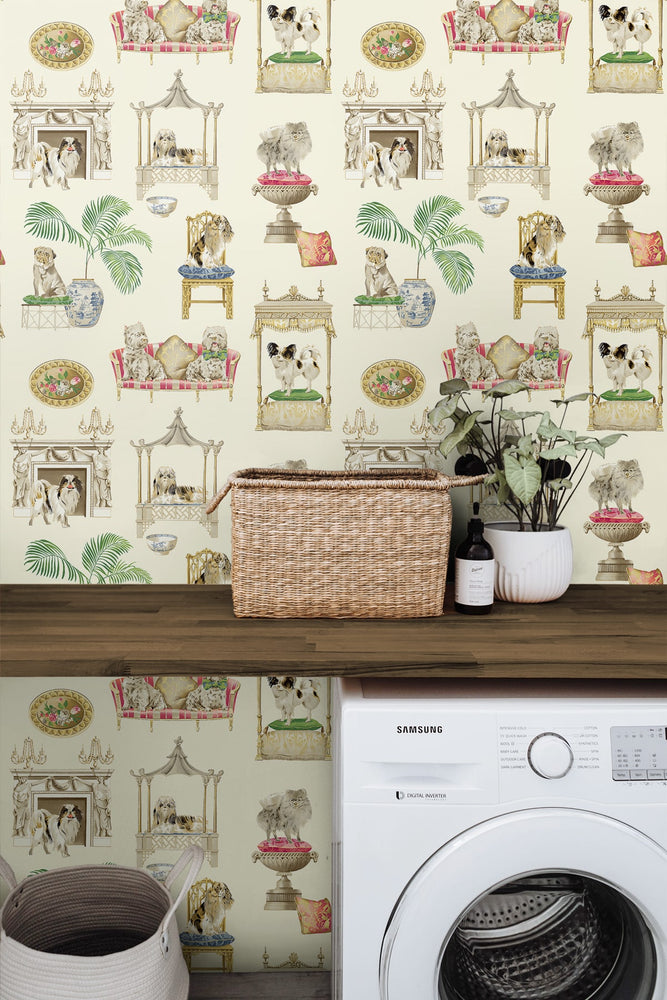 160370WR dog peel and stick wallpaper laundry room from Surface Style