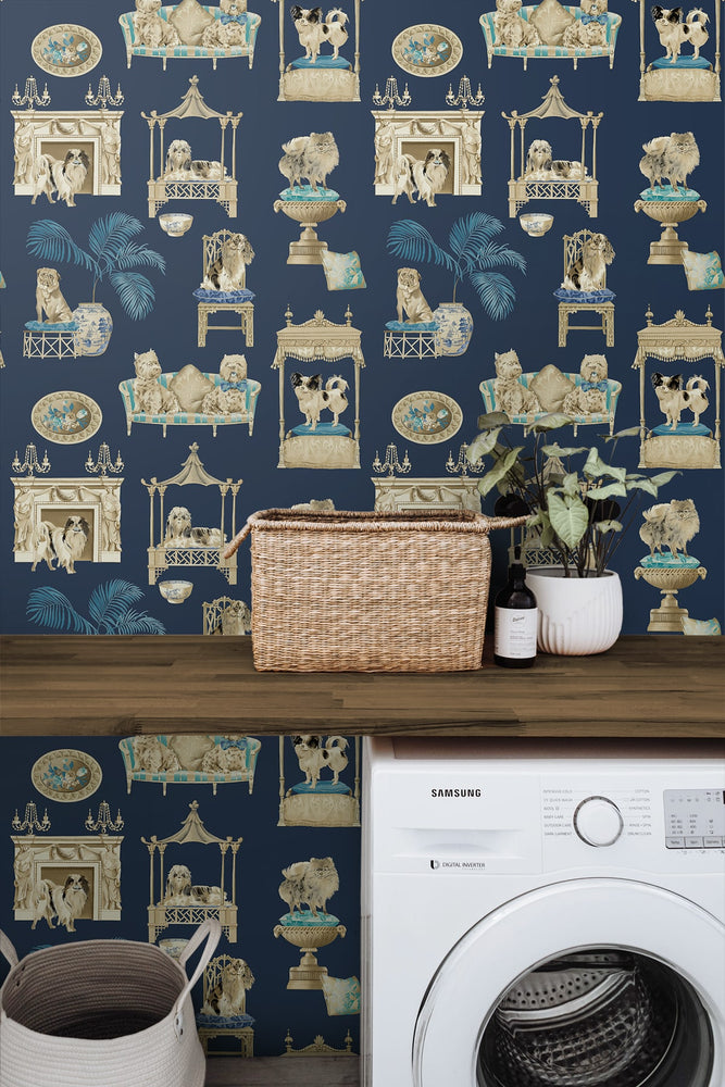 160371WR dog peel and stick wallpaper laundry room from Surface Style