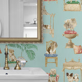 160372WR dog peel and stick wallpaper bathroom from Surface Style